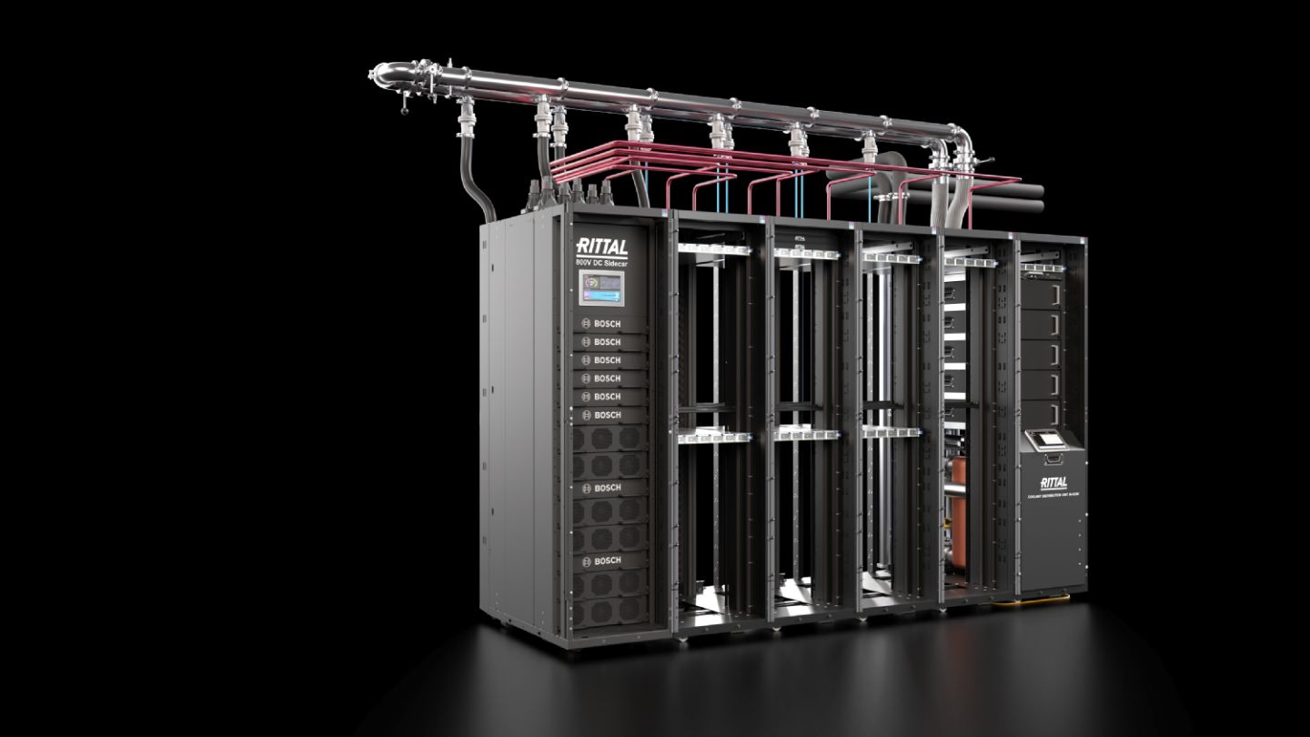 Rittal integrates racks, cooling, and power supply into a scalable AI infrastructure—using 800-volt power electronics from Bosch.